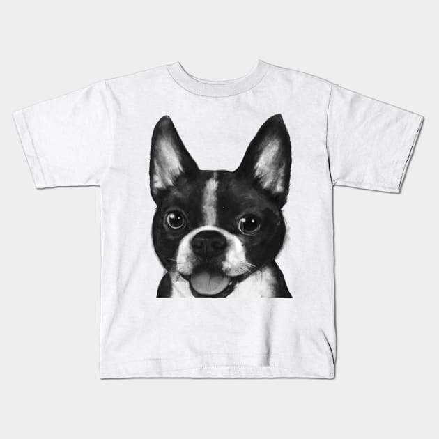 Boston Terrier Kids T-Shirt by LauraGraves